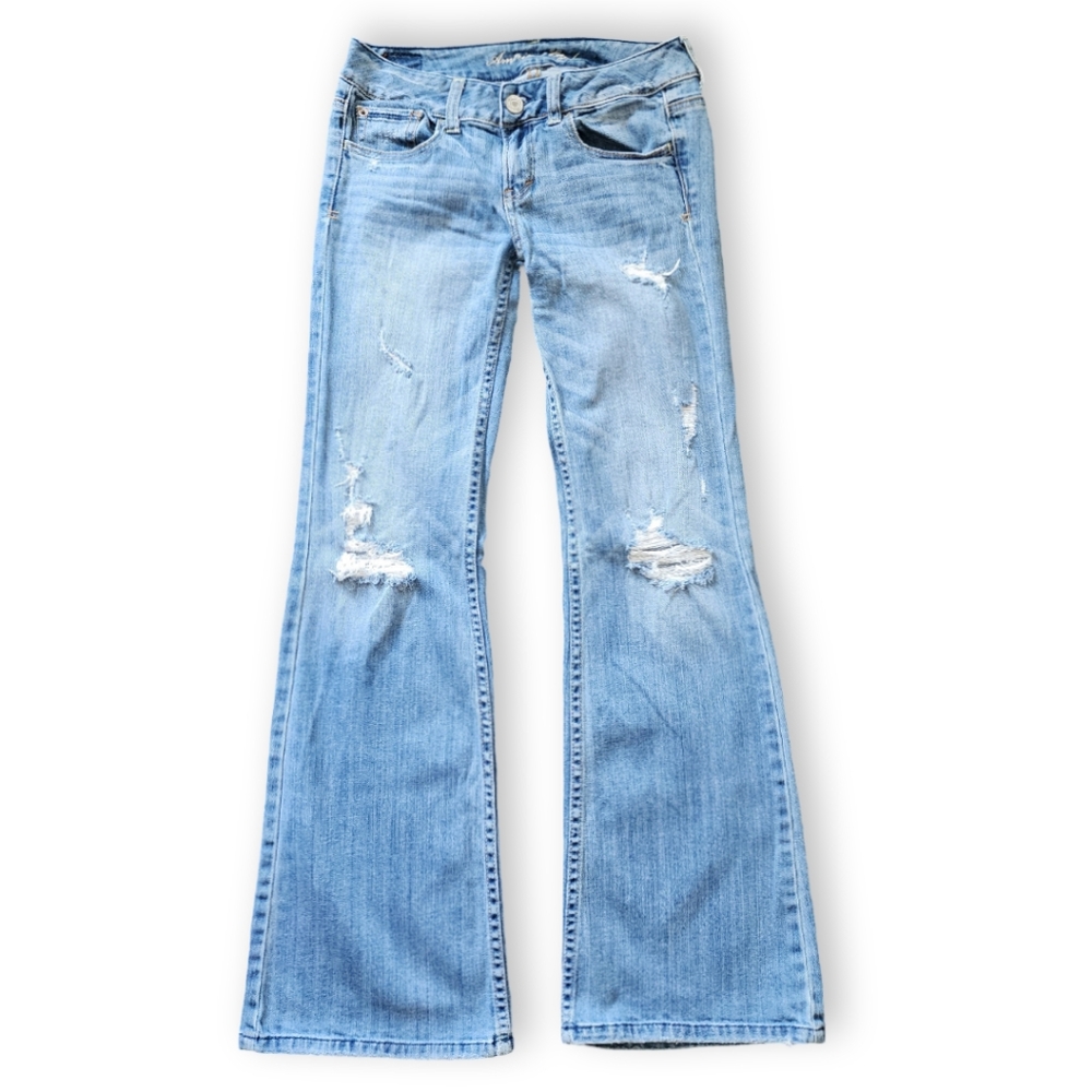 Y2K AE Hipster Distressed Jeans, Women's 0